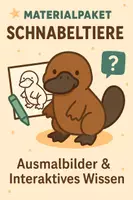 Vorschau - Mal- und Bastelvorlagen - Materialpaket Schnabeltiere - Ausmalbilder & Interaktives Wissen - Deckblatt