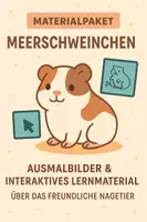 Vorschau - Mal- und Bastelvorlagen - Materialpaket Meerschweinchen – Ausmalbilder & Interaktives Lernmaterial über das freundliche Nagetier - Deckblatt