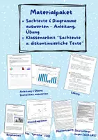 Vorschau - Arbeitsblätter - Materialpaket Diagramme auswerten & Klassenarbeit Sachtexte/Diagramme - Deckblatt