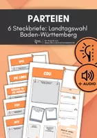 Vorschau - Arbeitsblätter - Sparpaket: 6 Parteien-Steckbriefe Landtagswahl Baden-Württemberg 2026 (plus Audioaufnahmen) - Deckblatt