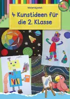 Vorschau - Mal- und Bastelvorlagen - Kunst Klasse 2, 4 Kunstideen für den Unterricht, Materialpaket - Deckblatt
