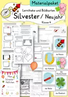 Vorschau - Unterrichtsreihen - Materialpaket Silvester Neujahr Winter Ethik 4. 5. Klasse Lerntheke und Bildkarten Vorsätze Vorhaben Ziele Wünsche - Deckblatt