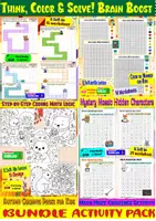 Aperçu - Feuilles d'exercices - Think, Color & Solve! Brain Boost Activity Pack - Page de couverture