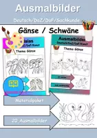 Vorschau - Mal- und Bastelvorlagen - Ausmalbilder & Mandalas PAKET Thema Gänse - Grundschule - Bastelvorlagen - Deckblatt