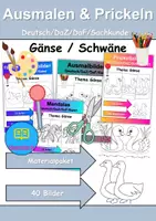 Vorschau - Mal- und Bastelvorlagen - Ausmalbilder & Prickelbilder PAKET Thema Gänse - Grundschule - Bastelvorlagen - Deckblatt
