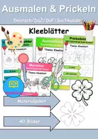 Vorschau - Mal- und Bastelvorlagen - Ausmalbilder & Prickelbilder PAKET Thema Kleeblätter - Grundschule - Bastelvorlagen - Deckblatt