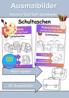 Vorschau - Mal- und Bastelvorlagen - Ausmalbilder & Mandalas PAKET Thema Schultaschen - Grundschule - Bastelvorlagen - Deckblatt