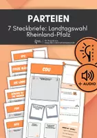 Vorschau - Arbeitsblätter - Sparpaket: 7 Steckbriefe Parteien - Landtagswahl Rheinland-Pfalz 2026 (+Audios) - Deckblatt