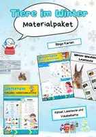 Vorschau - Stationenlernen - Wintertiere Bundle: Rätsel, Spiele, Vokabeln & Lesetexte (DaF, DaZ) - Deckblatt