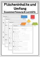 Vorschau - Arbeitsblätter - Materialpaket - Flächeninhalte und Umfang Zusammenfassungen - Lernhilfen - Deckblatt