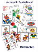 Vorschau - Arbeitsblätter - Karneval / Fasching Bildkarten und Arbeitsblätter mit Lösungsschlüssel - Deckblatt