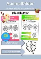 Vorschau - Mal- und Bastelvorlagen - Prickelbilder / Fensterbilder PAKET Thema Kleeblätter - Grundschule - Bastelvorlagen - Deckblatt