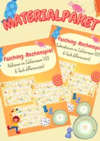 Vorschau - Spiele - Materialpaket Fasching Rechenspiele ZR 100, Addition & Subtraktion, 6-fach differenziert! (Fasching, Fasnacht, Karneval) - Deckblatt