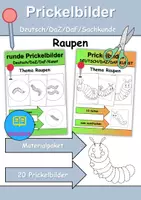 Vorschau - Mal- und Bastelvorlagen - Prickelbilder / Fensterbilder PAKET Thema Raupen - Grundschule - Bastelvorlagen - Deckblatt