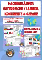 Vorschau - Arbeitsblätter - Nachbarländer Österreichs / Länder Europas / Länder, Kontinente & Ozeane der Welt (2-fach differenziert, inkl. Lösungen) - Deckblatt