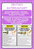 Vorschau - Arbeitsblätter - Materialpaket-Schulaufgabe vorbereiten: Reizwortgeschichte (Gymnasium Kl. 5–6) – Checkliste, Wortschatz, Technik-Dossier & Aufgaben mit Lösungen - Deckblatt