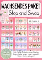 Vorschau - Stationenlernen - Stop and Swap (wachsendes) Materialpaket Deutsch/Sachunterricht (Quiz) - Deckblatt