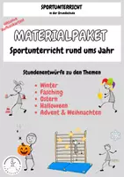 Vorschau - Stundenentwürfe - Materialpaket Sportstunden rund ums Jahr Winter/Fasching/Ostern/Halloween/Advent&Weihnachten (Grundschule) - Deckblatt