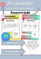 Vorschau - Arbeitsblätter - Prickelbilder / Fensterbilder PAKET Thema Rosensträuße - Grundschule - Bastelvorlagen - Deckblatt