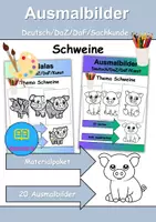 Vorschau - Mal- und Bastelvorlagen - Ausmalbilder & Mandalas PAKET Thema Schweine - Grundschule - Bastelvorlagen - Deckblatt