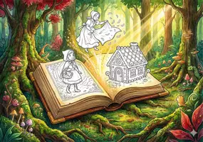 Vorschau - Mal- und Bastelvorlagen - Lesen und Ausmalen - Grimms Märchen Klassiker: Die TOP 6 - Deckblatt