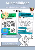 Vorschau - Mal- und Bastelvorlagen - Ausmalbilder & Mandalas PAKET Thema Tukane - Grundschule - Bastelvorlagen - Deckblatt