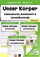 Vorschau - Arbeitsblätter - Unser Körper Klasse 3–4 – Wissenskartei, Arbeitsheft & Lernzielkontrolle im Materialset mit Lösungen - Deckblatt