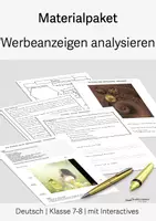 Vorschau - Arbeitsblätter - Materialpaket "Werbung analysieren"/ Alles für die Unterrichtsreihe: Handouts, Arbeitsblätter, editierbare Klassenarbeit - Deckblatt