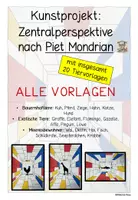 Vorschau - Mal- und Bastelvorlagen - Materialpaket - Zentralperspektive im Stil von Piet Mondrian (alle Vorlagen) - Deckblatt