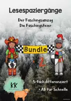 Vorschau - Arbeitsblätter - Materialpaket Fasching Lesespaziergänge Bundle - Deckblatt