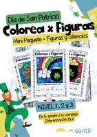 Vista previa - Hojas de trabajo - San Patricio – Colorear por Figuras Paquete Niveles 1–3 | Fichas de Ritmo - Portada