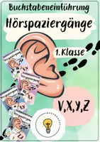 Vorschau - Spiele - Buchstabeneinführung V, X, Y, Z - Buchstabe V, X, Y, Z - Hörspaziergang V, X, Y, Z - Deckblatt