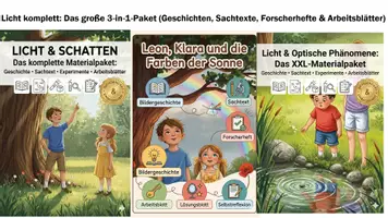 Vorschau - Unterrichtsreihen - Licht komplett: Das große 3‑in‑1‑Paket (Geschichten, Sachtexte, Forscherhefte & Arbeitsblätter - Deckblatt