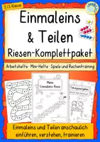 Vorschau - Unterrichtsreihen - Einmaleins & Teilen Komplettpaket – riesiges 1x1‑ und Divisions‑Material mit Arbeitsheften, Perlen, Rechentraining, Partnerkarten, Spiele - Deckblatt