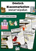 Vorschau - Arbeitsblätter - Deutsch Klassenarbeiten Materialpaket für die 7. & 8. Klasse Gymnasium - Deckblatt