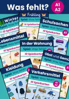 Vorschau - Spiele - Wortschatzspiele | Was fehlt? | DaF DaZ | A1 A2 | 8 Spiele - Deckblatt
