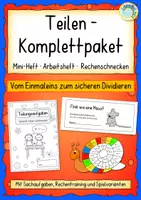 Vorschau - Unterrichtsreihen - Teilen – Komplettpaket (Mini‑Heft, Arbeitsheft & Rechenschnecken) - Deckblatt
