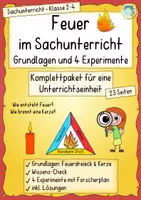 Vorschau - Arbeitsblätter - Feuer im Sachunterricht – Wie entsteht Feuer? & 4 Experimente | Klasse 2–4 mit Lösungen - Deckblatt