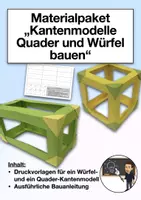 Vorschau - Mal- und Bastelvorlagen - Materialpaket "Kantenmodelle Quader und Würfel bauen" - Deckblatt