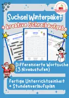 Vorschau - Stundenentwürfe - Suchsel Winterpaket - Wortsuche + Schreibaufgabe (differenziert) - Deckblatt