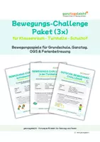 Vorschau - Spiele - Bewegungs-Challenge Bundle - 3 Bewegungsspiele für Klassenraum, Turnhalle & draußen - Deckblatt