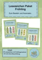 Vorschau - Mal- und Bastelvorlagen - Frühling Lesezeichen Materialpaket / Basteln und Ausmalen - Deckblatt