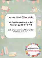 Vorschau - Arbeitsblätter - Materialpaket - Wimmelbild mit Gucklochmethode zu den Anlauten QuRSTUVWZ mit differenziertem Material für die Klassen 1 bis 3 - Deckblatt
