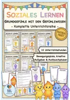 Vorschau - Stundenentwürfe - Sozialtraining: Grundgefühle mit den Gefühlswesen: Komplettpaket (10 Unterrichtsstunden) / Klasse 1 & 2 / Soziales Lernen / Schuljahresbeginn / Schuljahresende / differenziert - Deckblatt