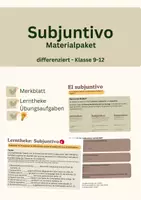 Vorschau - Arbeitsblätter - Materialpaket: Spanisch: El Subjuntivo (Klasse 9-12) - differenziert - Grammatikübersicht, Übungen, Lösungen - Deckblatt