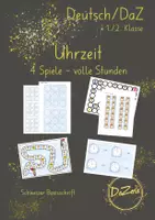 Vorschau - Unterrichtsreihen - Materialpaket Uhrzeiten Spiele volle Stunden - Deckblatt