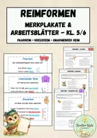 Vorschau - Arbeitsblätter - Materialpaket - Reimformen Kl. 5/6 - Merkplakate & Arbeitsblätter - Paarreim, Kreuzreim & umarmender Reim - Deckblatt