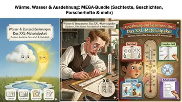 Vorschau - Unterrichtsreihen - Wärme, Wasser & Ausdehnung: MEGA-Bundle (Sachtexte, Geschichten, Forscherhefte & mehr) - Deckblatt