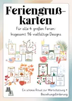 Vorschau - Bildkarten - Materialpaket Feriengrüße - 4 große Ferien - Deckblatt