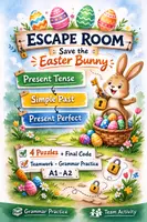Vorschau - Spiele - Großes Oster- und Frühlingspaket für Schule & Englisch | Worksheets, Spiele, Laufdiktate, Escape Room & Ausmalbilder - Deckblatt